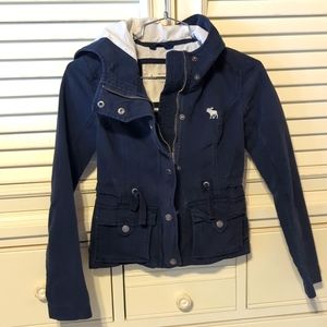 Abercrombie kids Girls Navy jacket Hood and front zip.